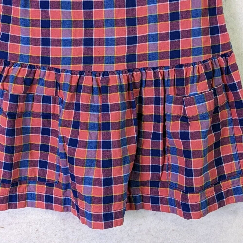 Tea Collection Dress Plaid Red Blue Short Sleeve Pockets Cotton Lined size 4 - Picture 4 of 13
